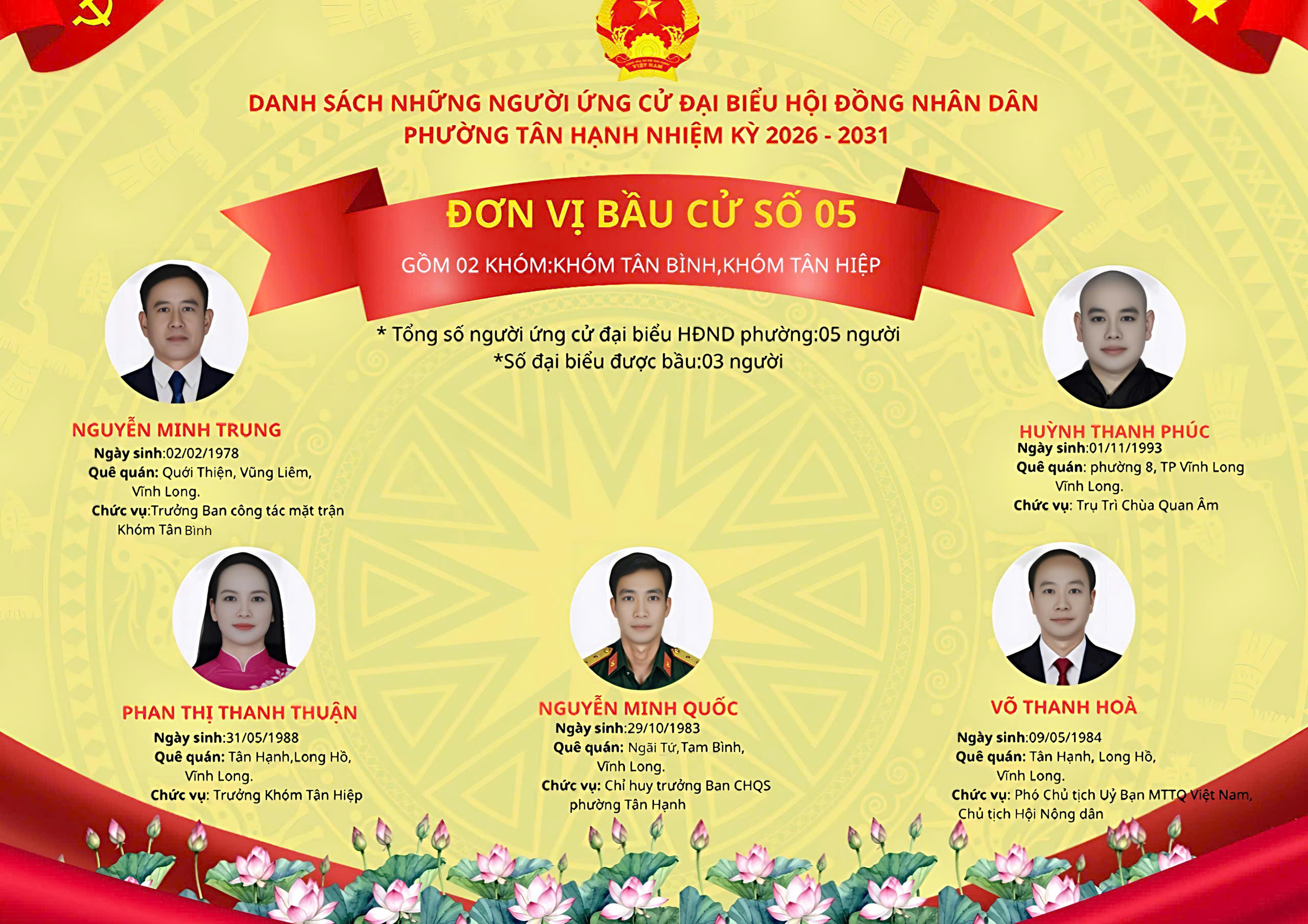 Danh sách tiểu sử đơn vị bầu cử số 5